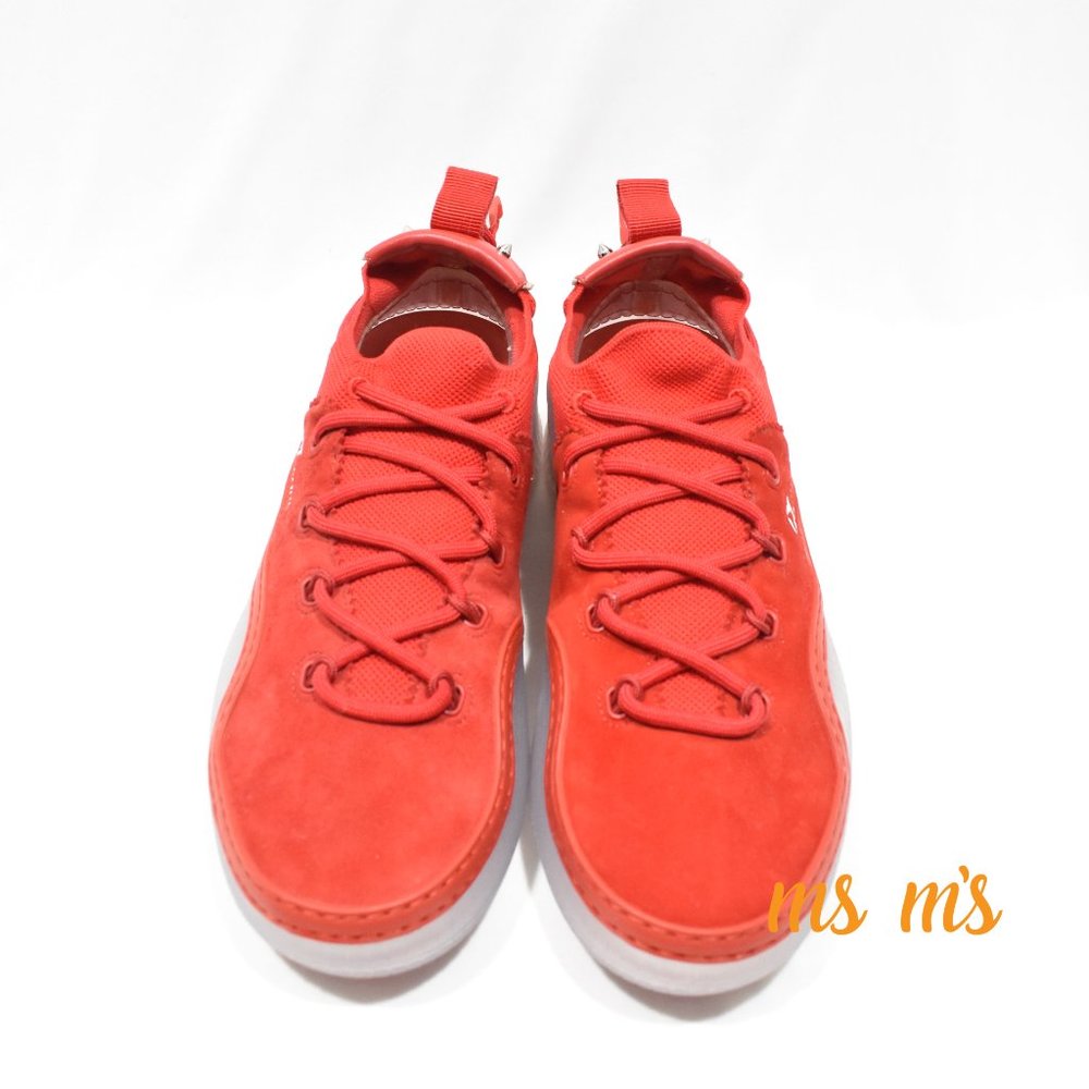 NIB Christian Louboutin Donna Clear Sole Red Suede Low Top Sneakers - Picture 3 of 8